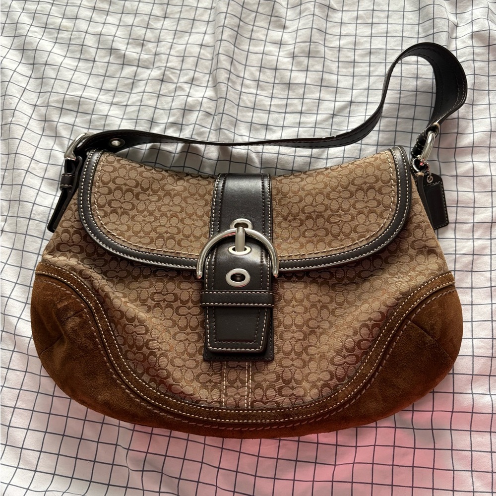 Coach Tan and Black Soho Shoulder Bag